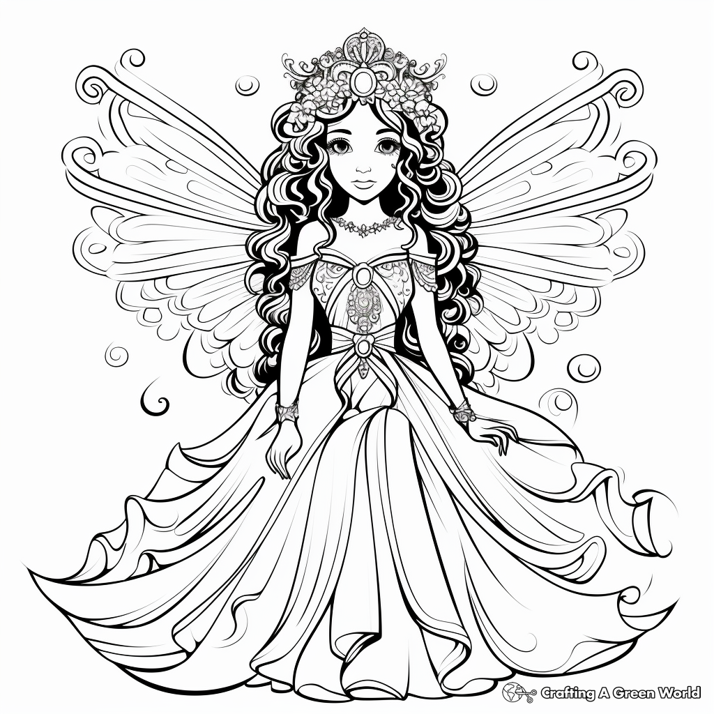 Ethereal Fairy Bride Coloring Pages 4