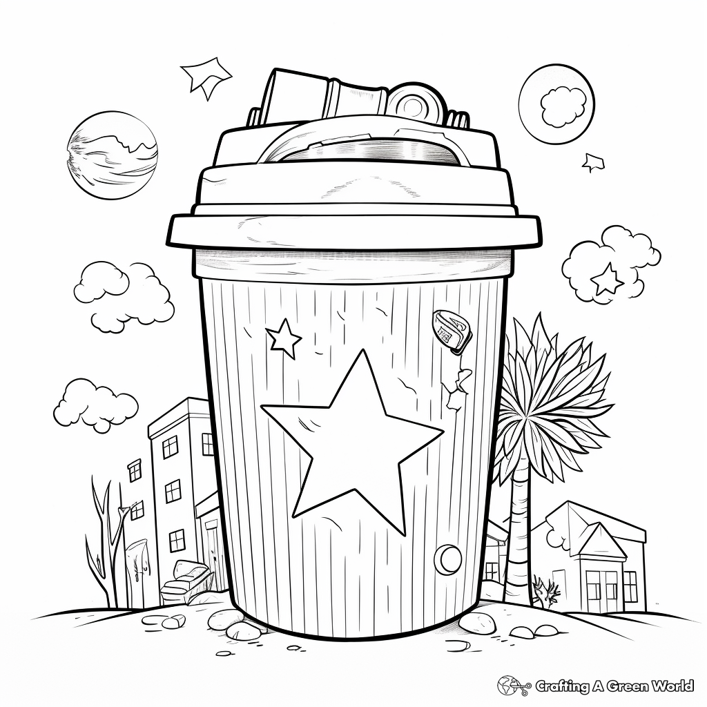 Everyday Household Trash Can Coloring Pages 1