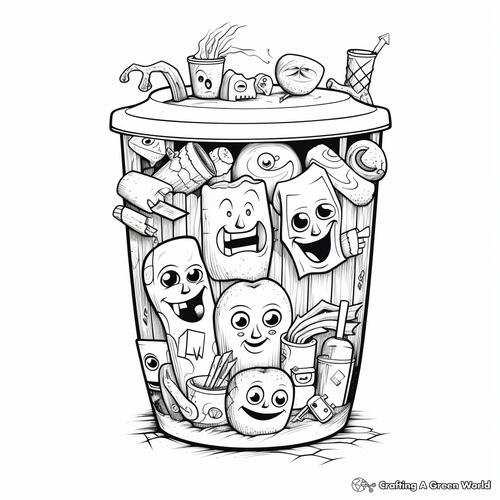 Everyday Household Trash Can Coloring Pages 2