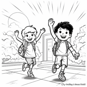 Excitement of First Day with New Friends Coloring Pages 1