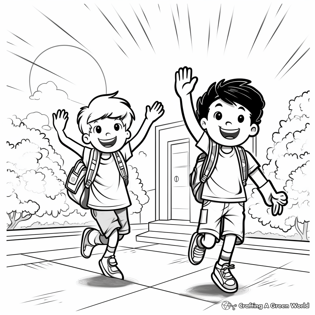 Excitement of First Day with New Friends Coloring Pages 1