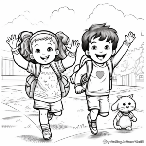Excitement of First Day with New Friends Coloring Pages 3