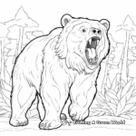 Exciting Brown Bear Roaring Coloring Pages 1