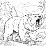 Exciting Brown Bear Roaring Coloring Pages 2