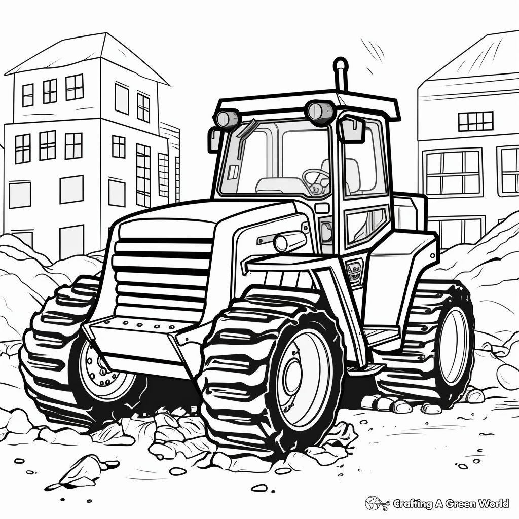 Exciting Construction Site Bulldozer Coloring Pages 4