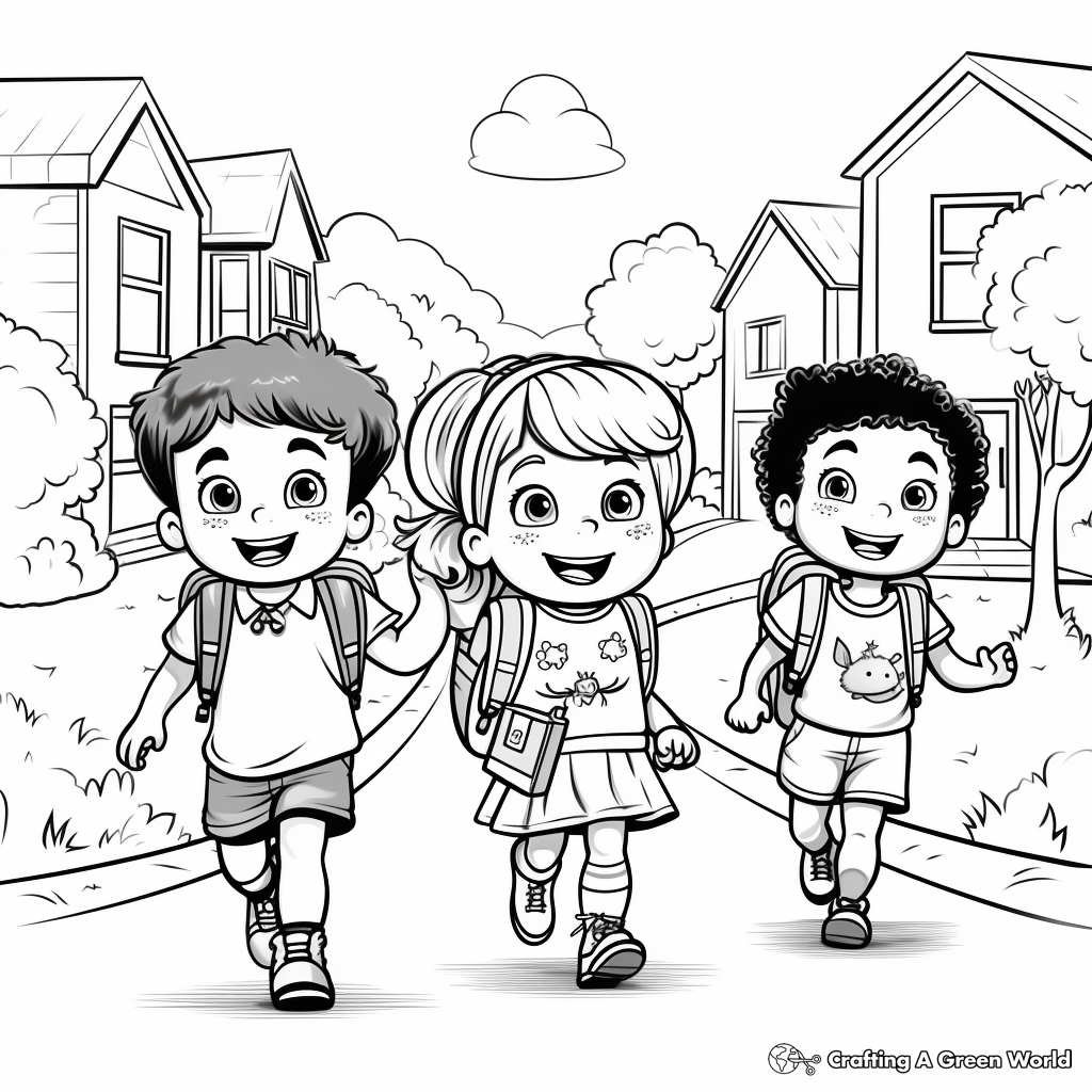 Exciting First Day at Pre-school Coloring Pages 1