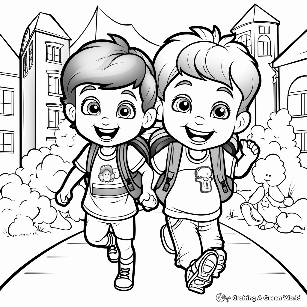 Exciting First Day at Pre-school Coloring Pages 2