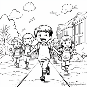 Exciting First Day of School Coloring Pages 1