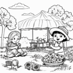 Excitante escena de picnic en el jardín Páginas para colorear 4