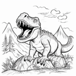 Exciting T-Rex Volcano Eruption Coloring Pages 1