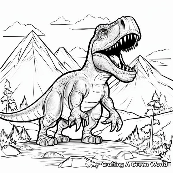 Dinosaur Volcano Coloring Pages - Free &amp; Printable!