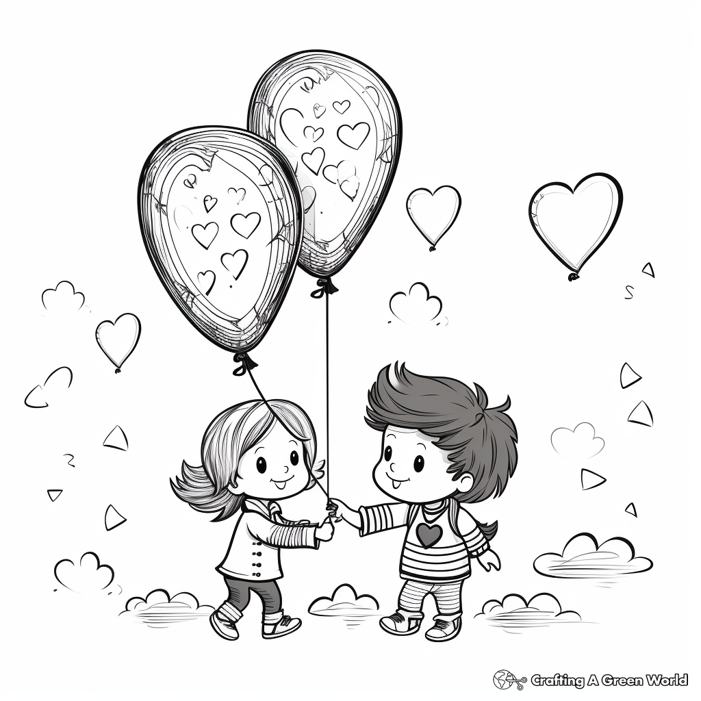 Exciting Valentine's Day Balloons Coloring Pages 1