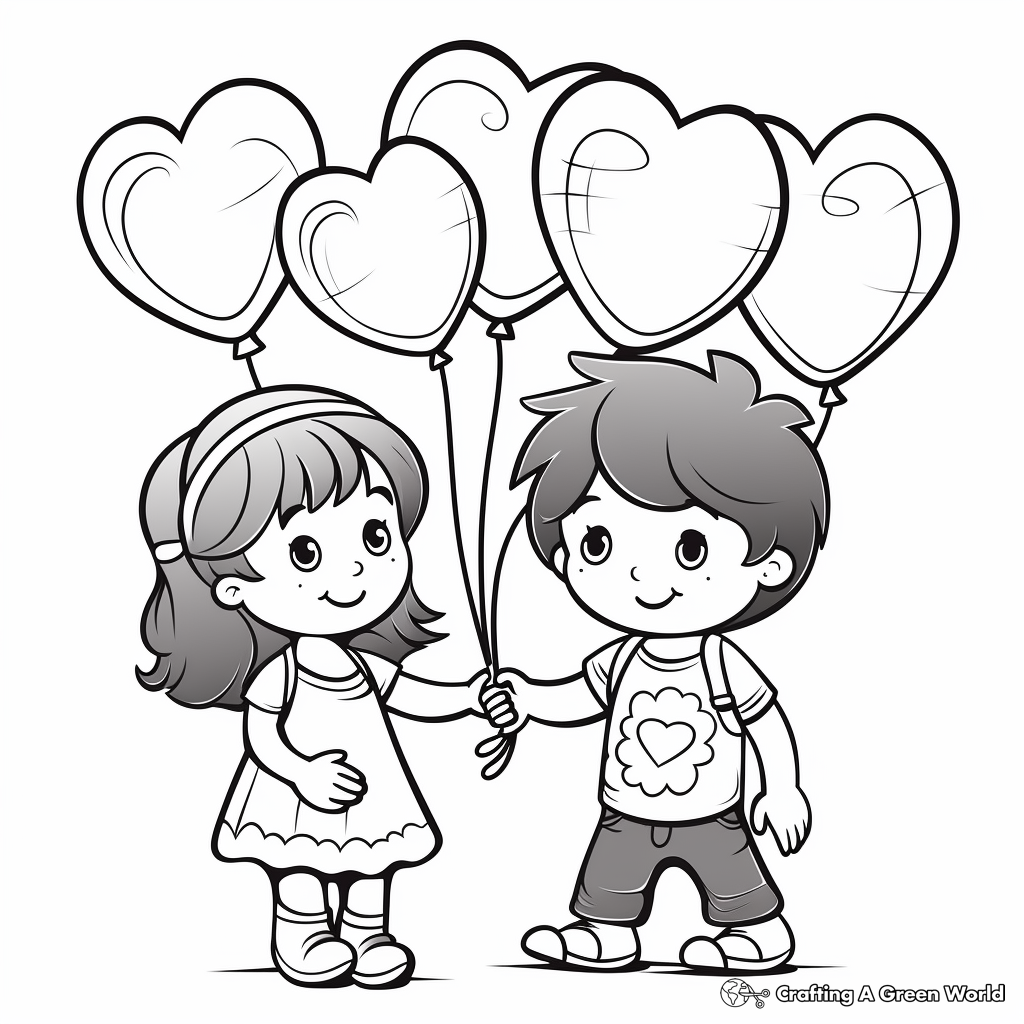 Exciting Valentine's Day Balloons Coloring Pages 3