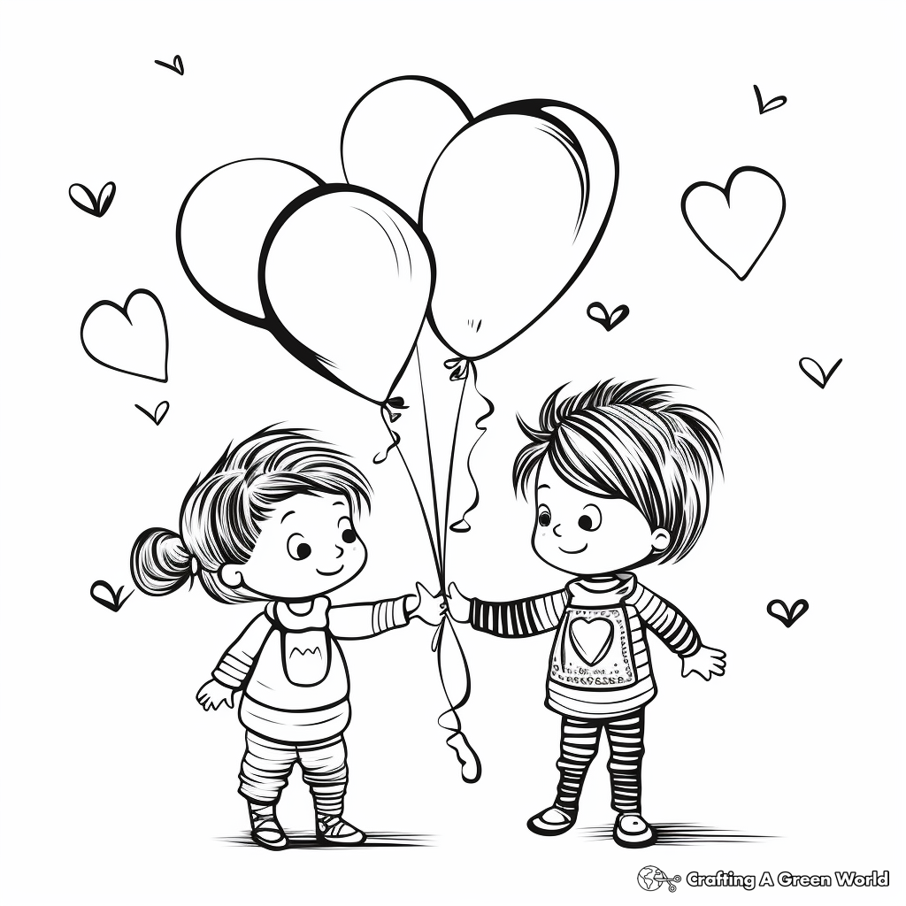 Exciting Valentine's Day Balloons Coloring Pages 4