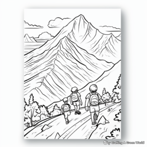 Exhilarating Mountain Hike Summer Bucket List Coloring Pages 1