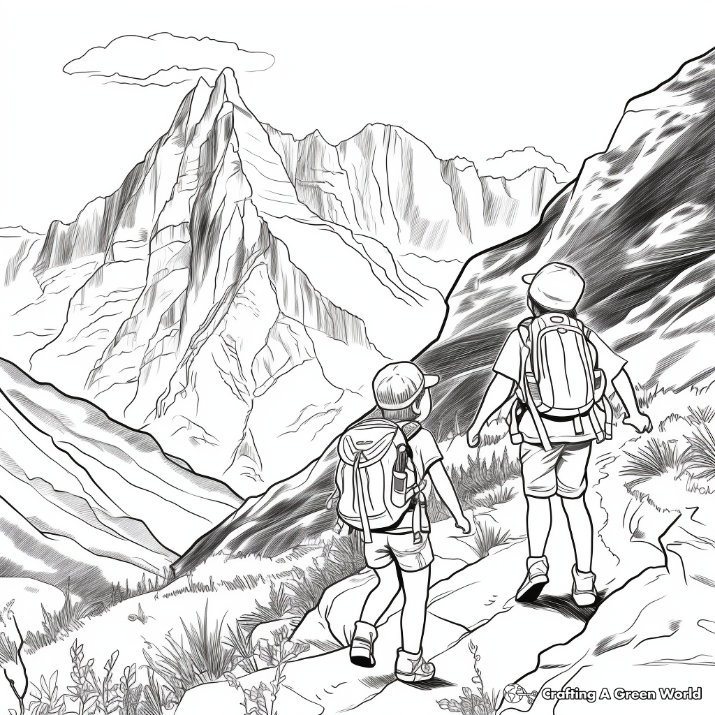 Exhilarating Mountain Hike Summer Bucket List Coloring Pages 2