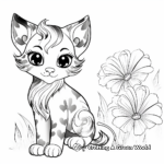 Exotic Bengal Cat and Hibiscus Flower Coloring Pages 1
