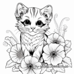 Exotic Bengal Cat and Hibiscus Flower Coloring Pages 3