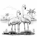 Exotic Caribbean Flamingo Coloring Pages 2