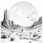 Exotic Full Moon over Desert Scene Coloring Pages 2