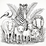 Exotic Jungle Animal Families Coloring Pages 1