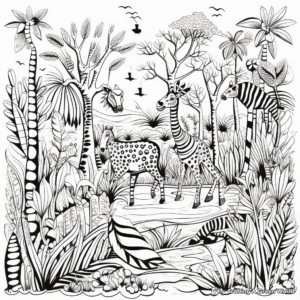Exotic Jungle Vector Coloring Pages 1