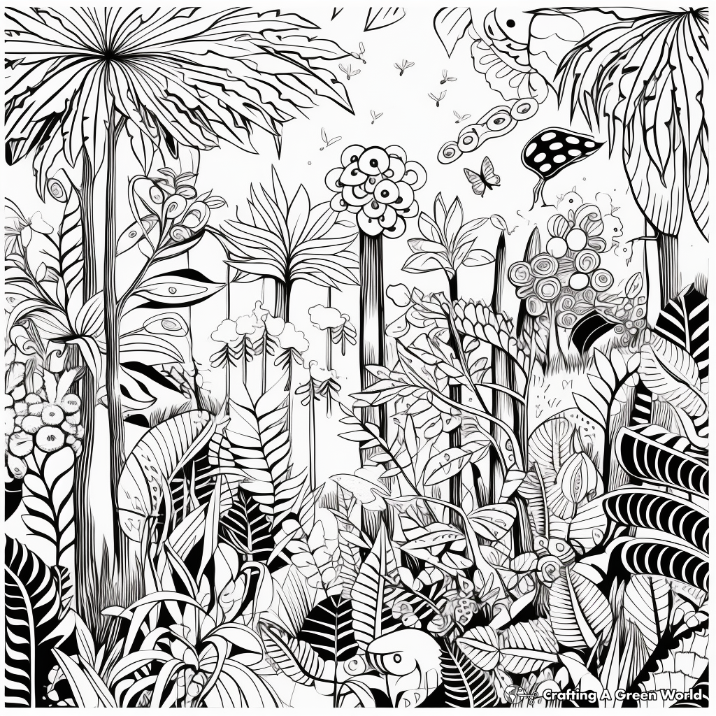 Exotic Jungle Vector Coloring Pages 4