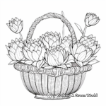 Exotic Lotus Flower Basket Coloring Sheets 2