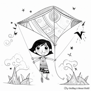 Exotic Oriental Kite Coloring Pages 1
