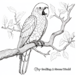 Exotic Scarlet Macaw Sitting on a Tree Coloring Page 1