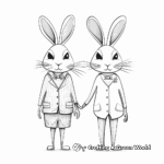 Exquisite Bunny Couple Coloring Pages for Adults 2