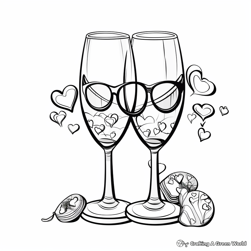 Exquisite Champagne Glasses Coloring Pages 1
