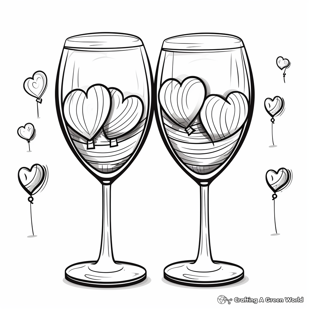 Exquisite Champagne Glasses Coloring Pages 2