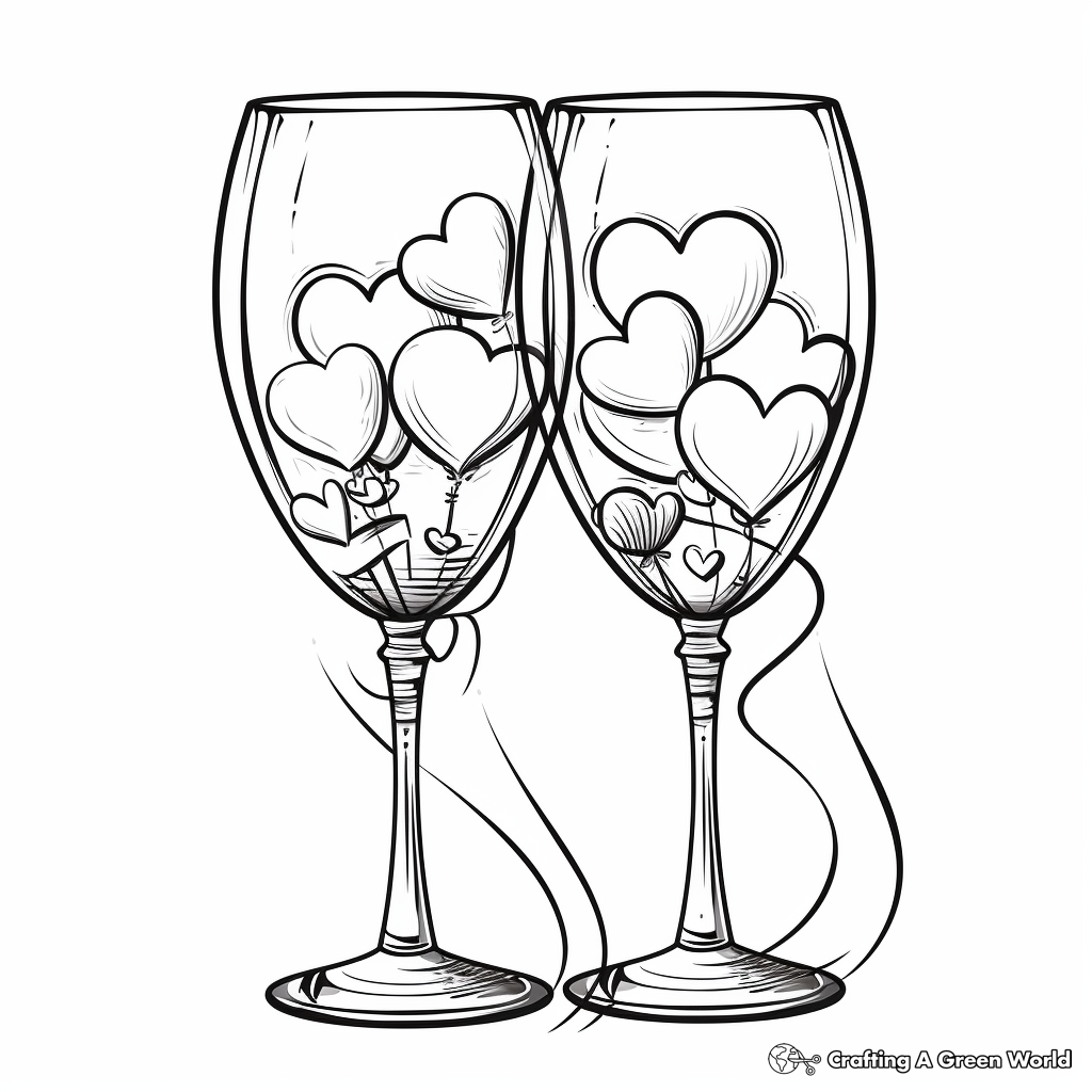 Exquisite Champagne Glasses Coloring Pages 4