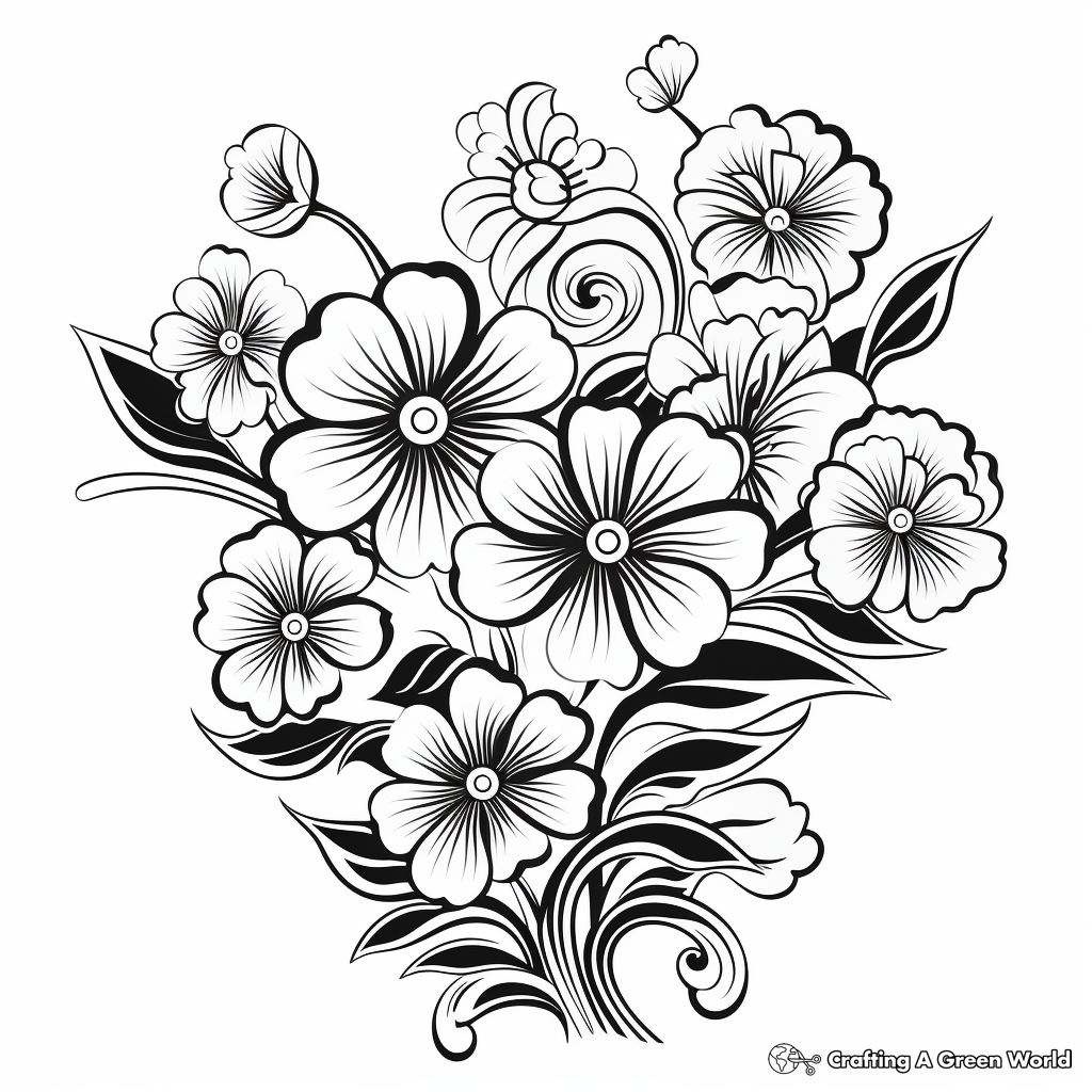 Exquisite Chinese Flowers for New Year 2023 Coloring Pages 1