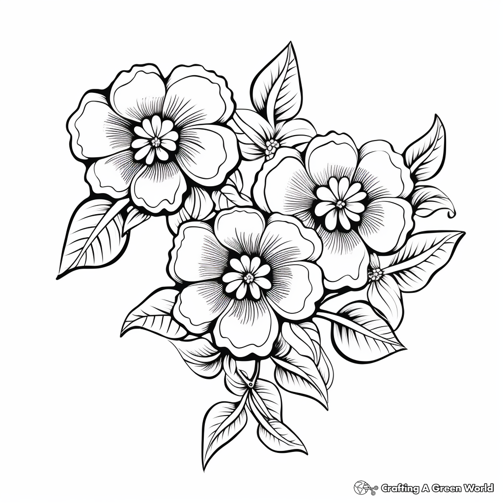 Exquisite Chinese Flowers for New Year 2023 Coloring Pages 2