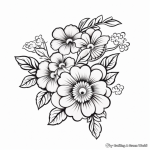 Exquisite Chinese Flowers for New Year 2023 Coloring Pages 3