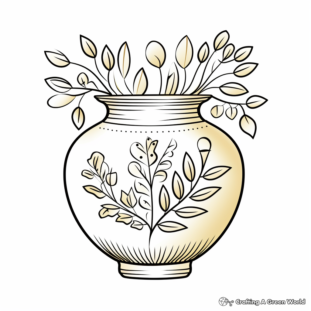 Exquisite Gold Vase Coloring Pages for Adults 1