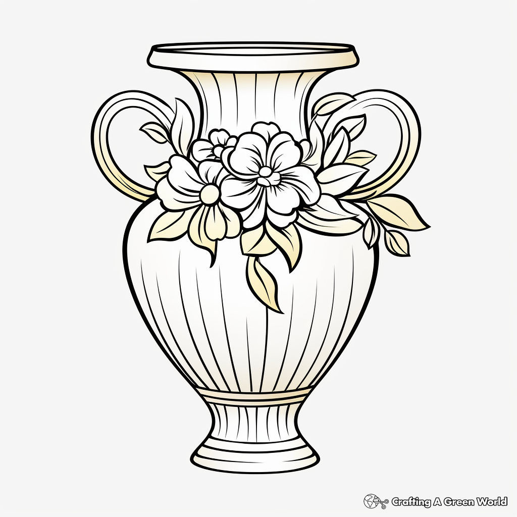 Exquisite Gold Vase Coloring Pages for Adults 3
