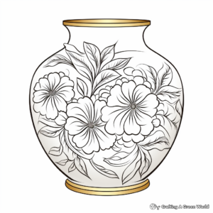 Exquisite Gold Vase Coloring Pages for Adults 4