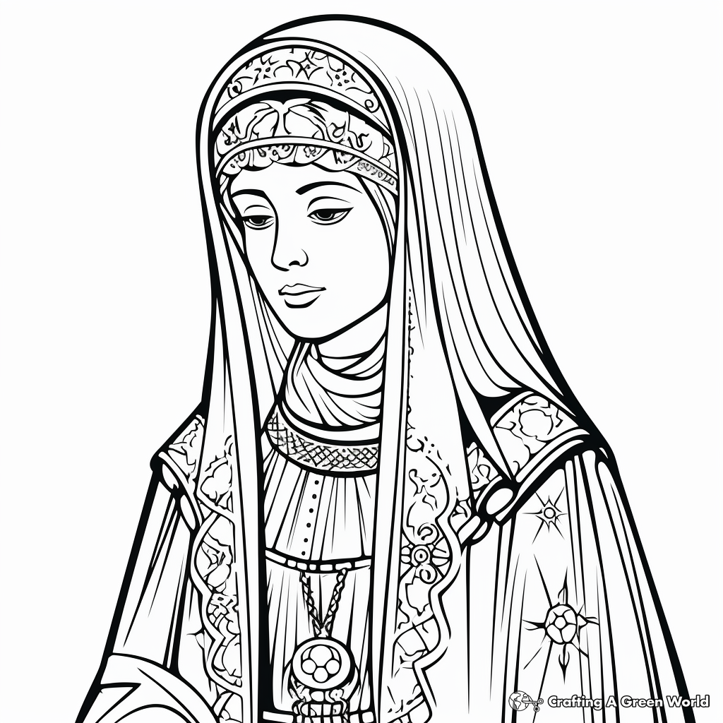 Exquisite Medieval Bride Coloring Pages for History Lovers 2