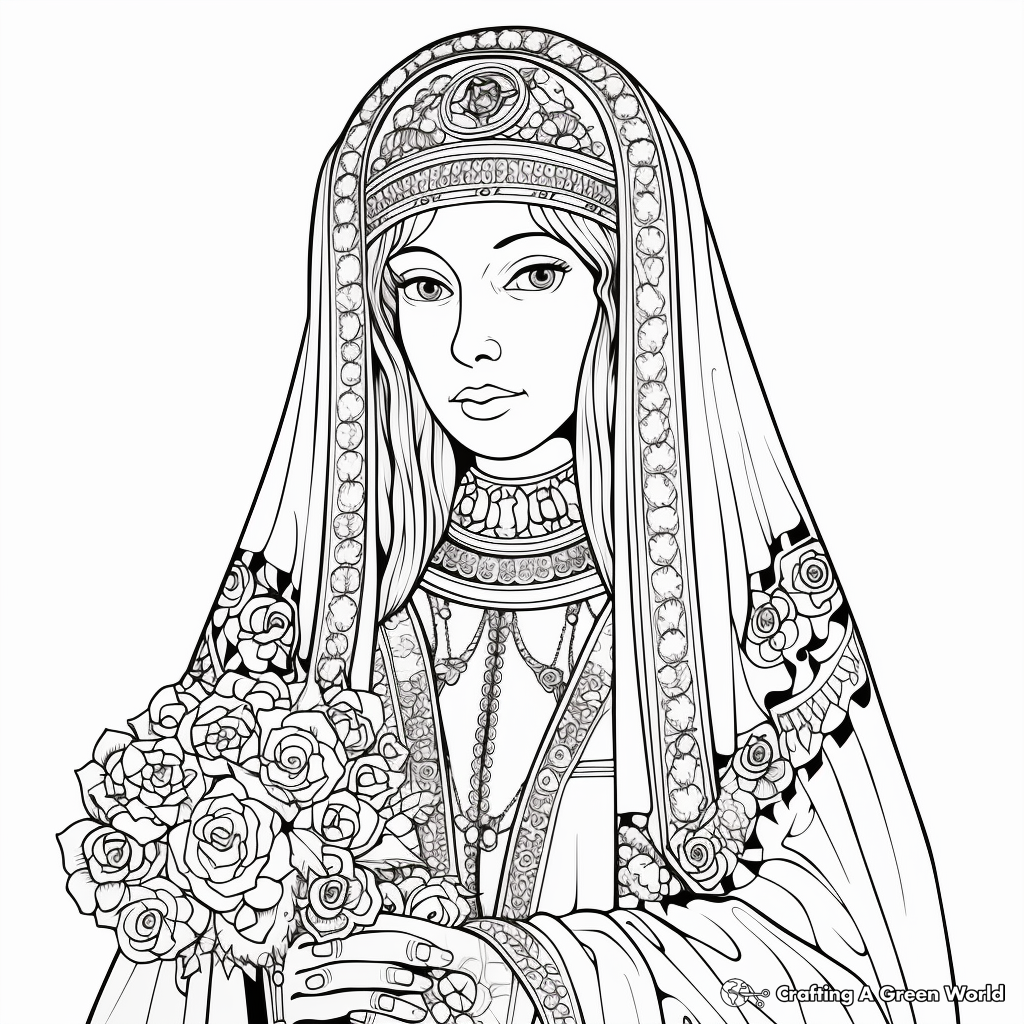 Exquisite Medieval Bride Coloring Pages for History Lovers 4