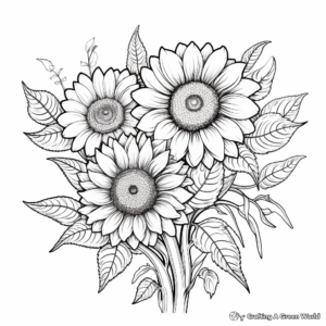 Exquisite Sunflowers Autumn Coloring Pages 1