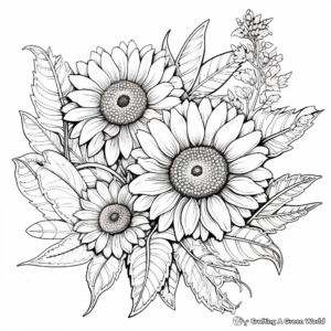 Exquisite Sunflowers Autumn Coloring Pages 4