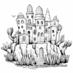 Fairy Castle Cactus Majestic Coloring Pages 1