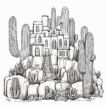 Castillo de hadas Cactus Majestuoso Páginas para colorear 2