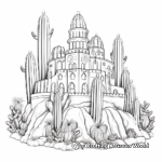 Castillo de hadas Cactus Majestuoso Páginas para colorear 3