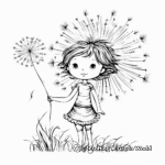 Fairy Sitting on Dandelion Coloring Pages for Kids 2