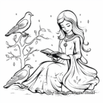 Fairy Tale Raven Illustration Coloring Pages 3
