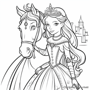 Fairy-Tale Unicorn and Princess Coloring Pages 4